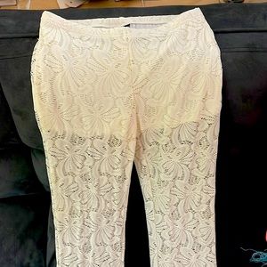 Mesh Cream Flared Pants